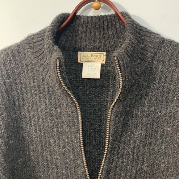 LL Bean Vintage Wool Alpaca Ribbed Thick Knit Zipper Cardigan Jacket Sweater XL - Picture 8 of 17